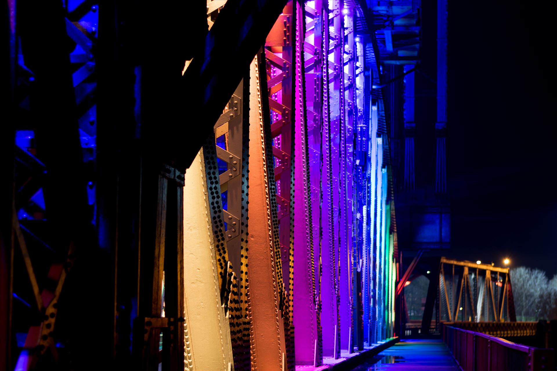 Newport Bridge Christmas Lights - Newport Bridge Rainbow Lights by AJ Stoves Photography
