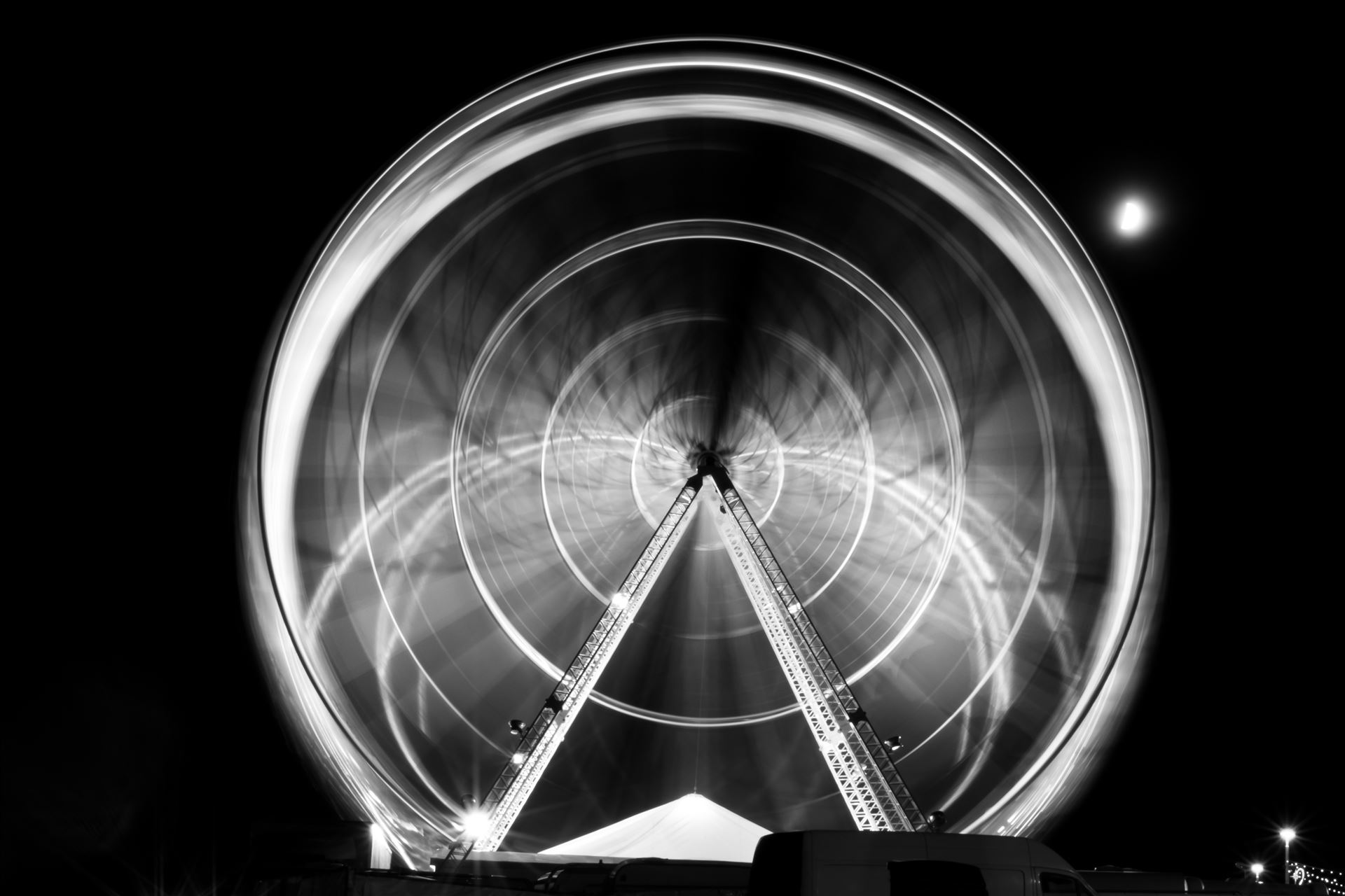 Ferris Wheel 10 second exposure - A ferris wheel taken at night at Roker seafront, Sunderland by AJ Stoves Photography