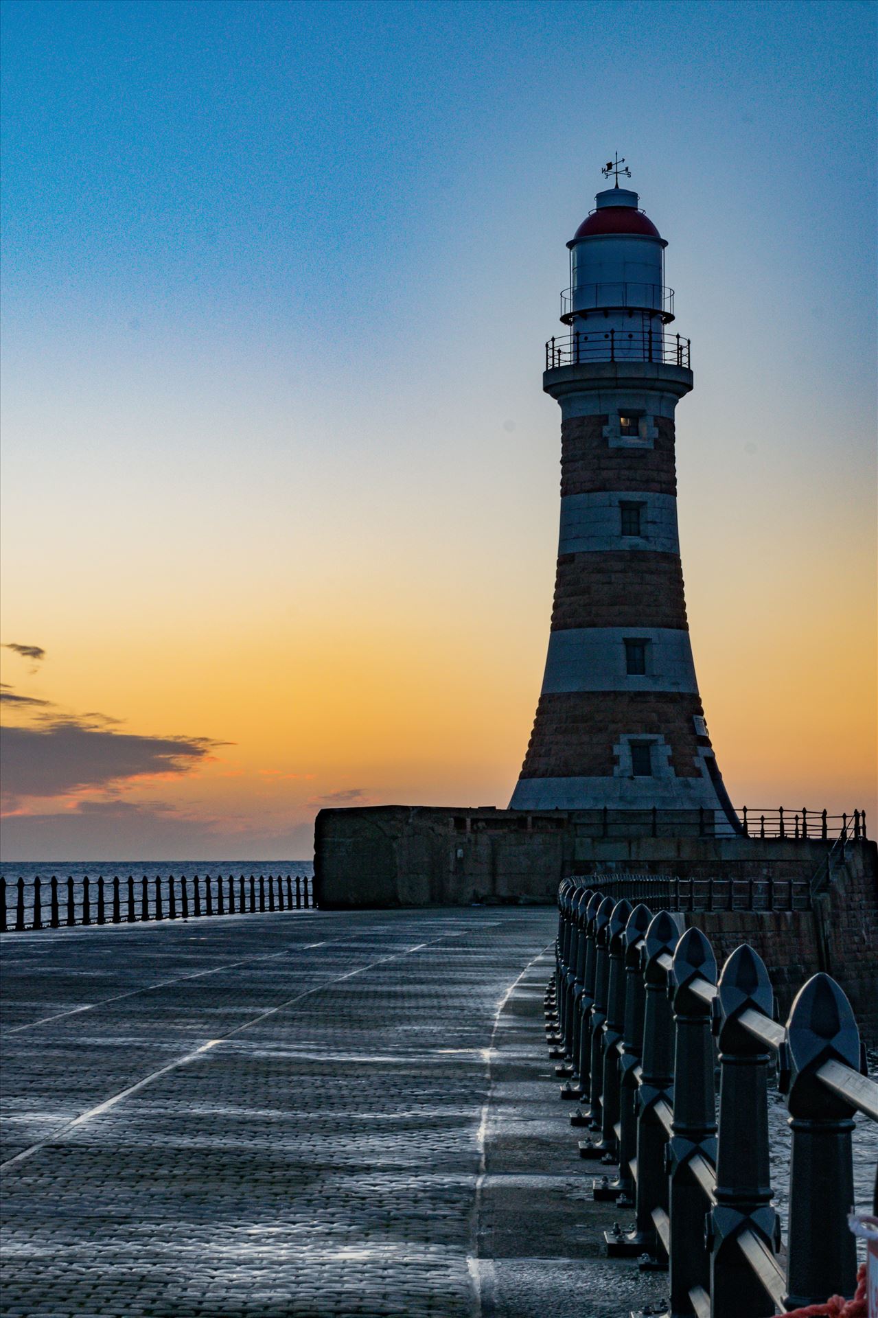 Roker Sunrise Lighthouse, at first light - Roker at sunrise by AJ Stoves Photography