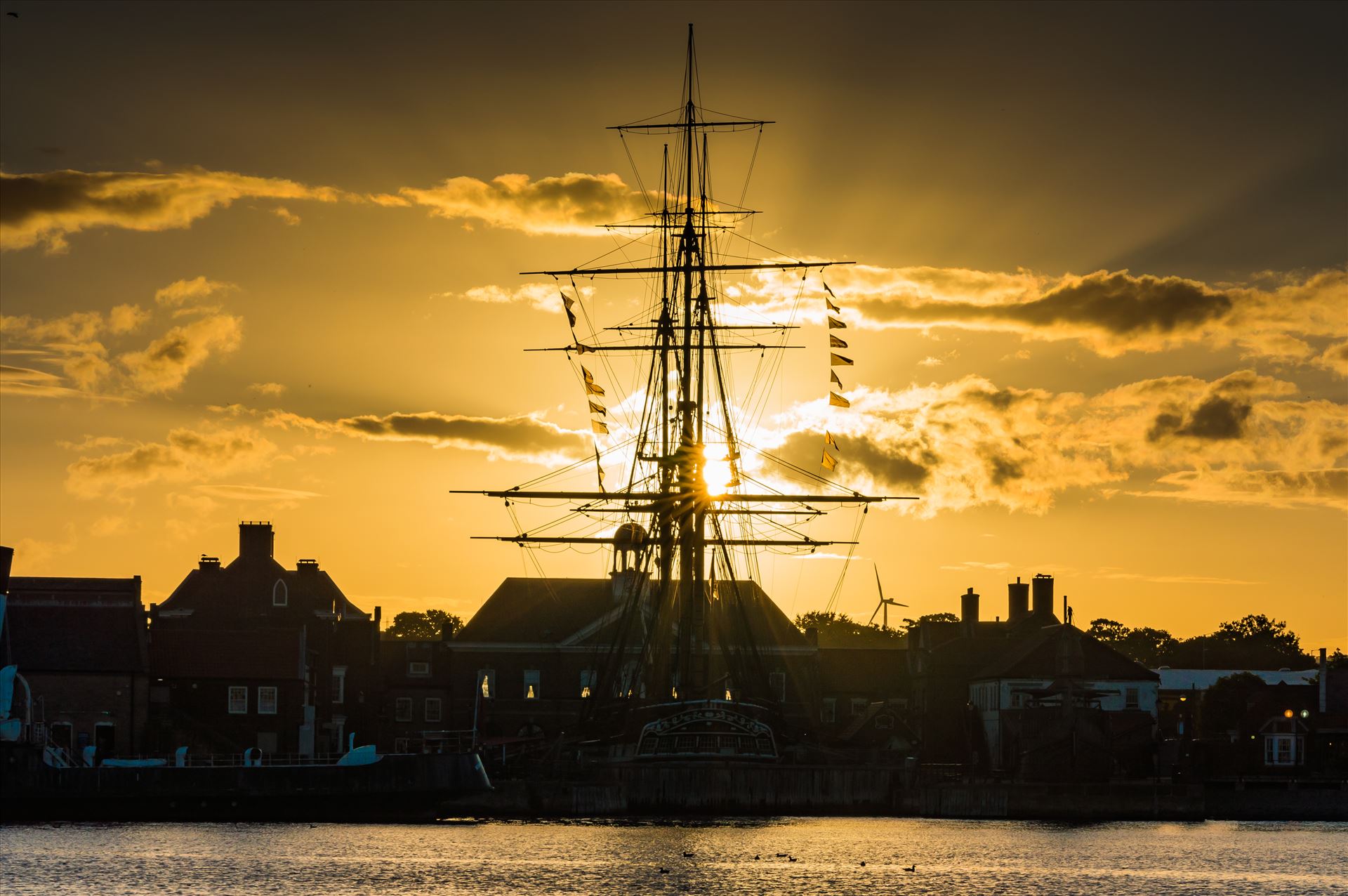 HMS Trincomalee Hartlepool Sunset - HMS Trincomalee at sunset in the lovely seaside town of Hartlepool. by AJ Stoves Photography