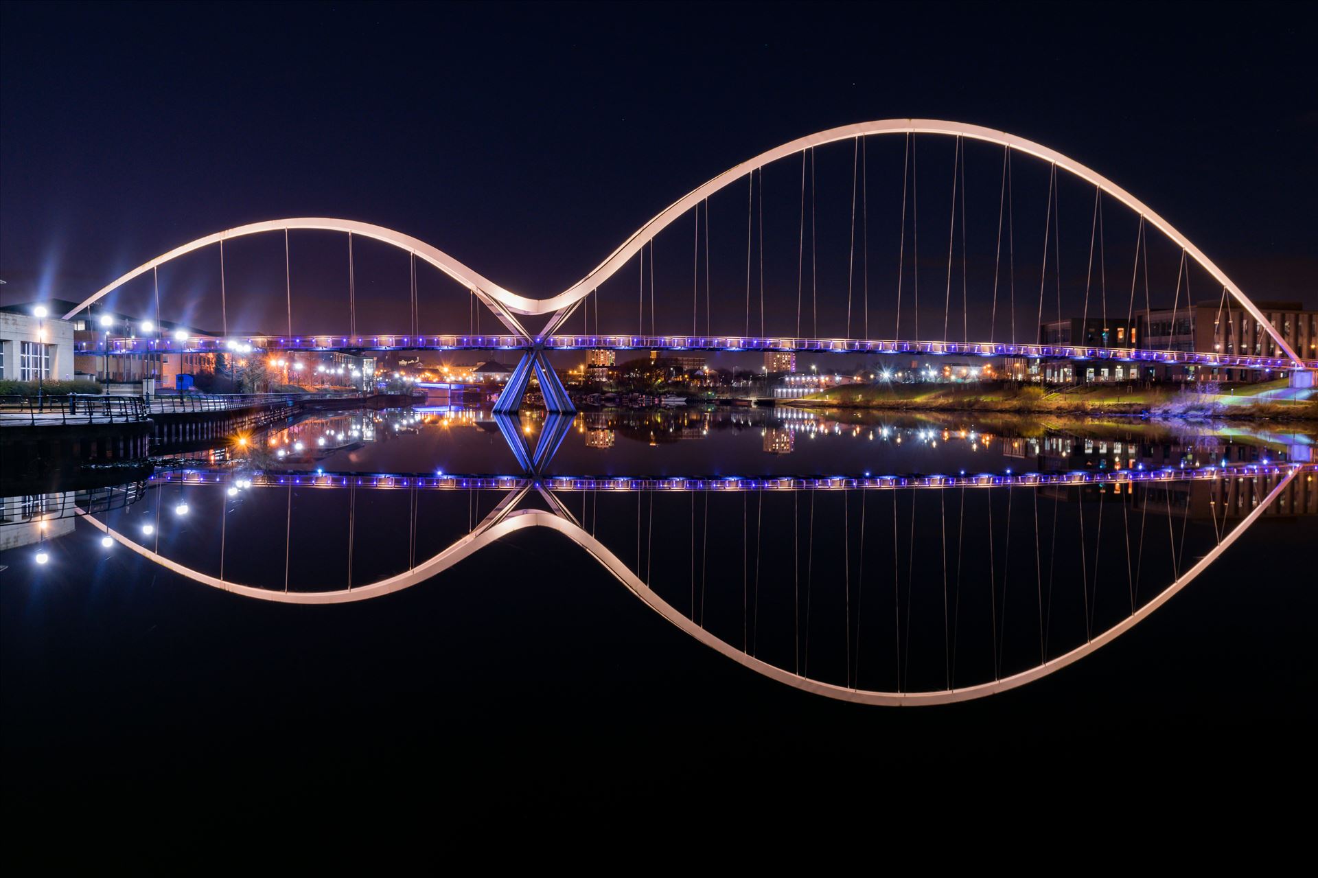 Infinity Bridge Reflection New Years Night - 1st January night out, was so lucky to catch the water so still and flat.... But what a reflection by AJ Stoves Photography