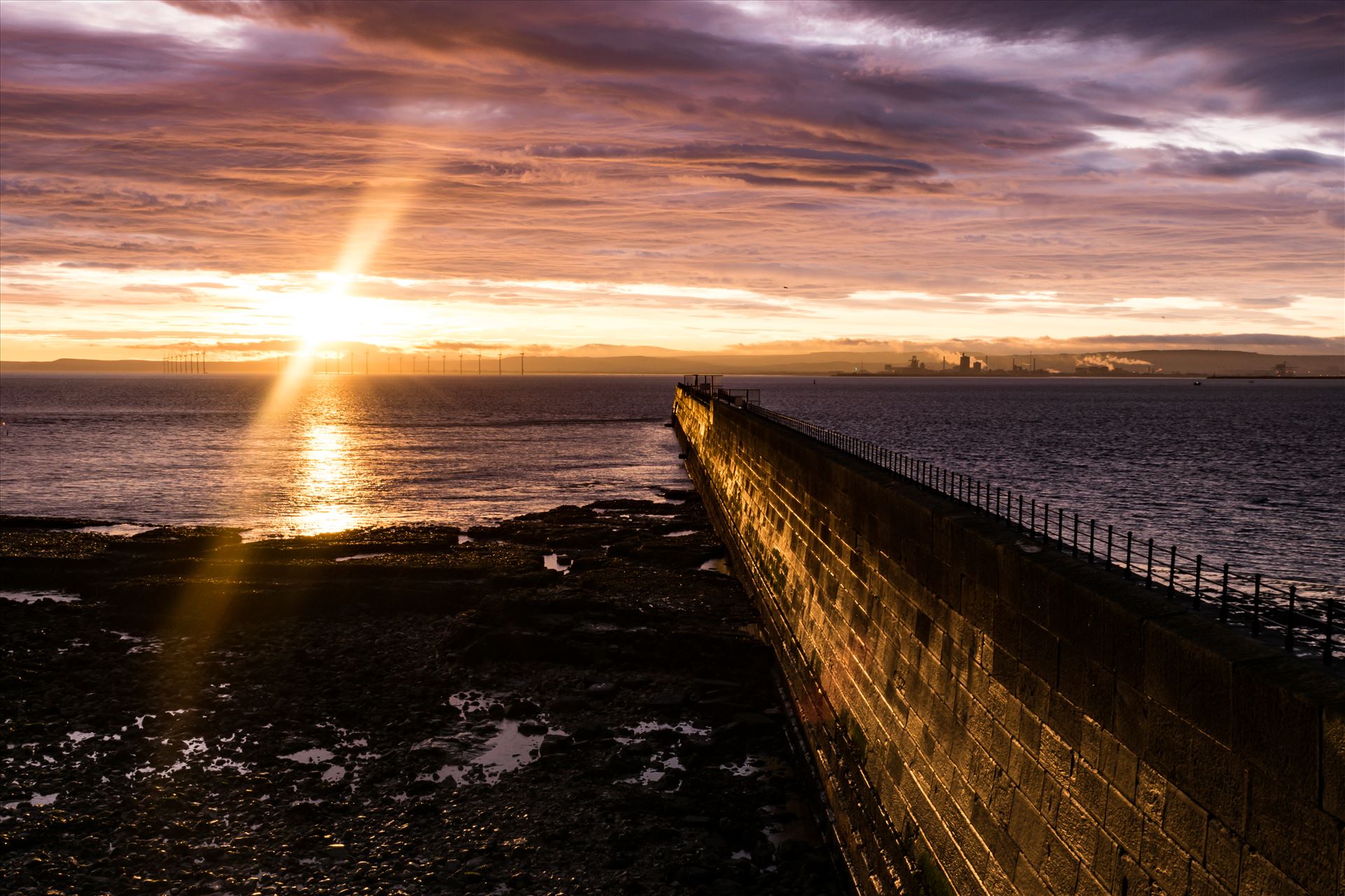 Headland Sunrise Breakwater - The Breakwater at Hartlepool Headland at sunrise by AJ Stoves Photography