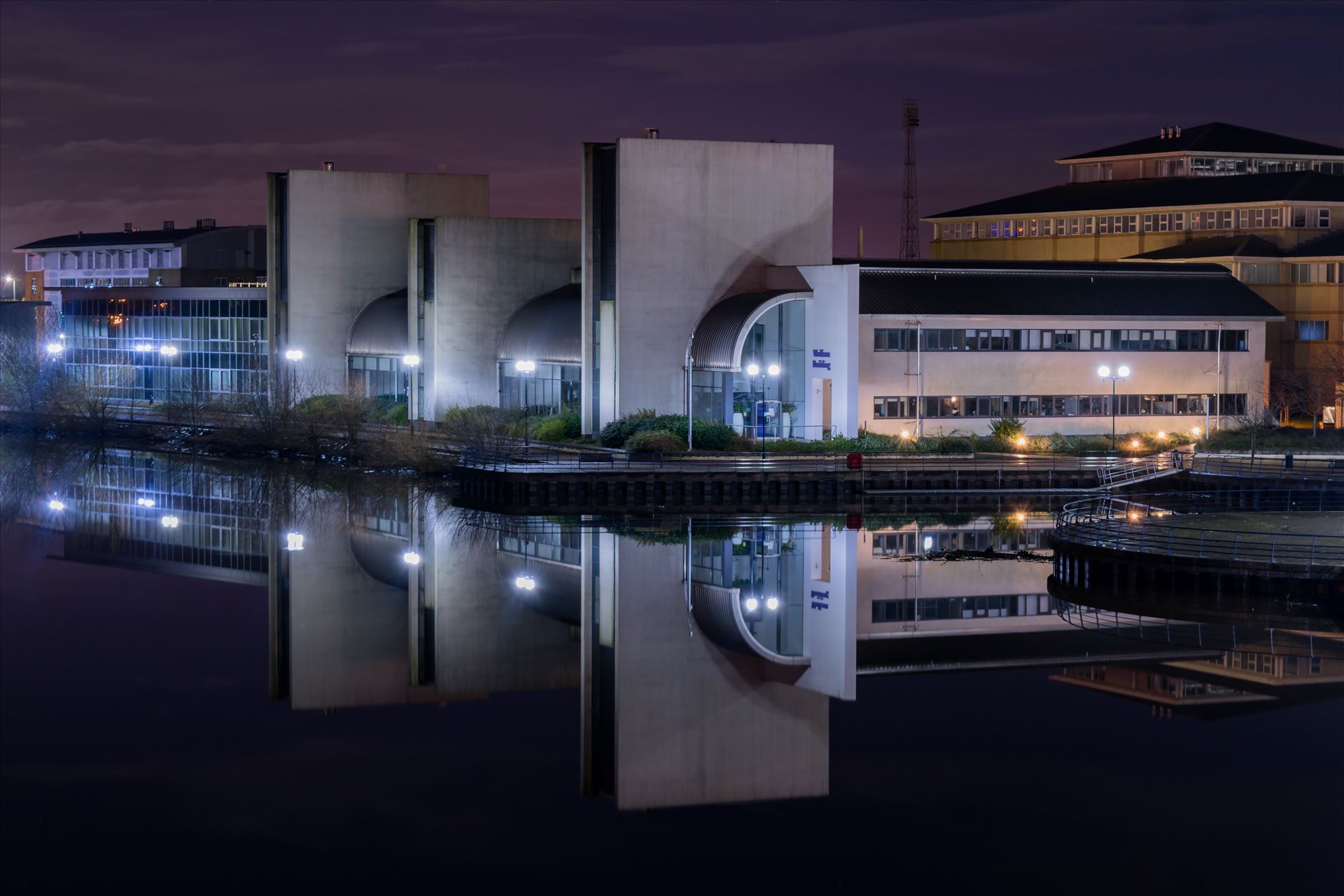Wolfson Building, Queen\'s Campus, Durham University - Taken on the Infinity Bridge on the 1st January 2018, couldn't believe how flat and still the water was this night by AJ Stoves Photography