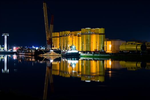 Yellow reflections on the river Tees