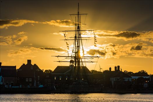 HMS Trincomalee at sunset in the lovely seaside town of Hartlepool.