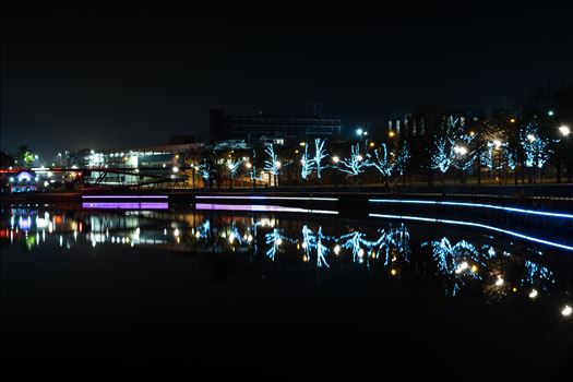 Stockton riverside at night